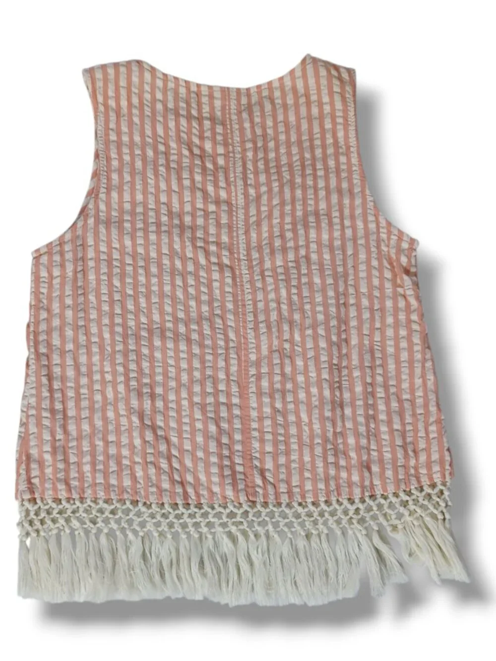 Roller Rabbit Womens Tianna Top And Pants Set Fringe Coral Stripe CoverUp Size M